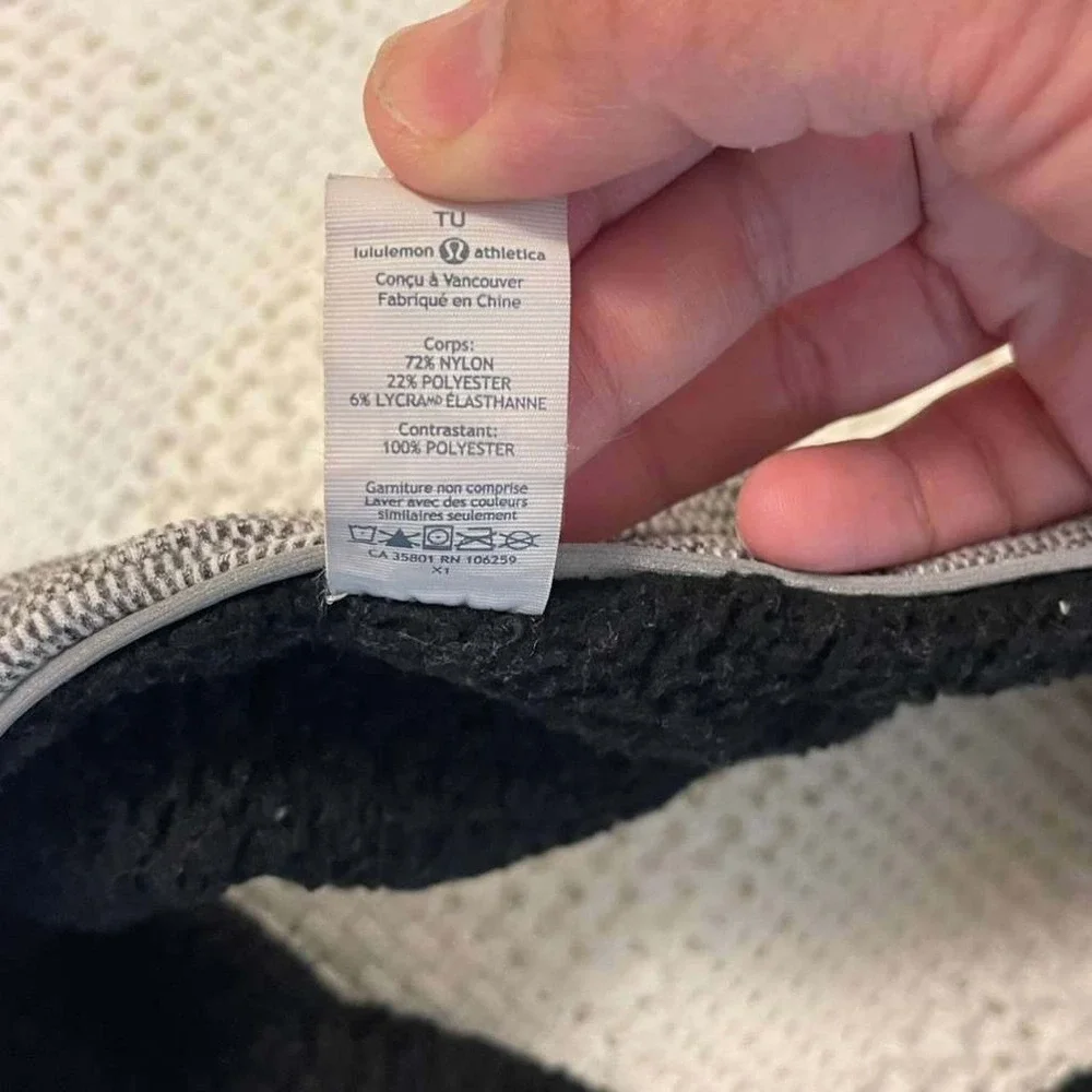 Lululemon Fleece Lined Headband‎ Ear Warmer Grey Black Reflective One Size O/S